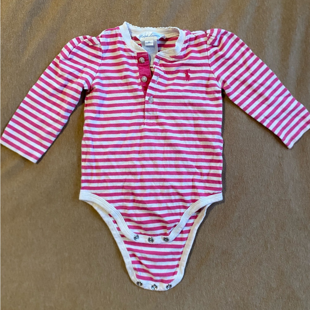 Ralph Lauren Pink and White Striped Bodysuit